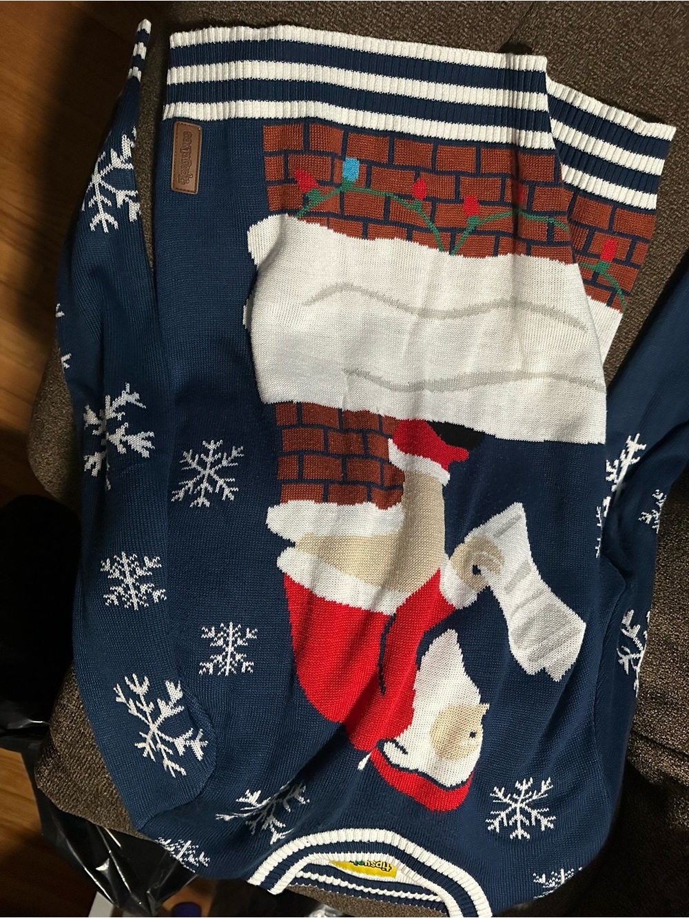 Tipsy Elves Navy Blue Santa Chimney Crewneck Sweater